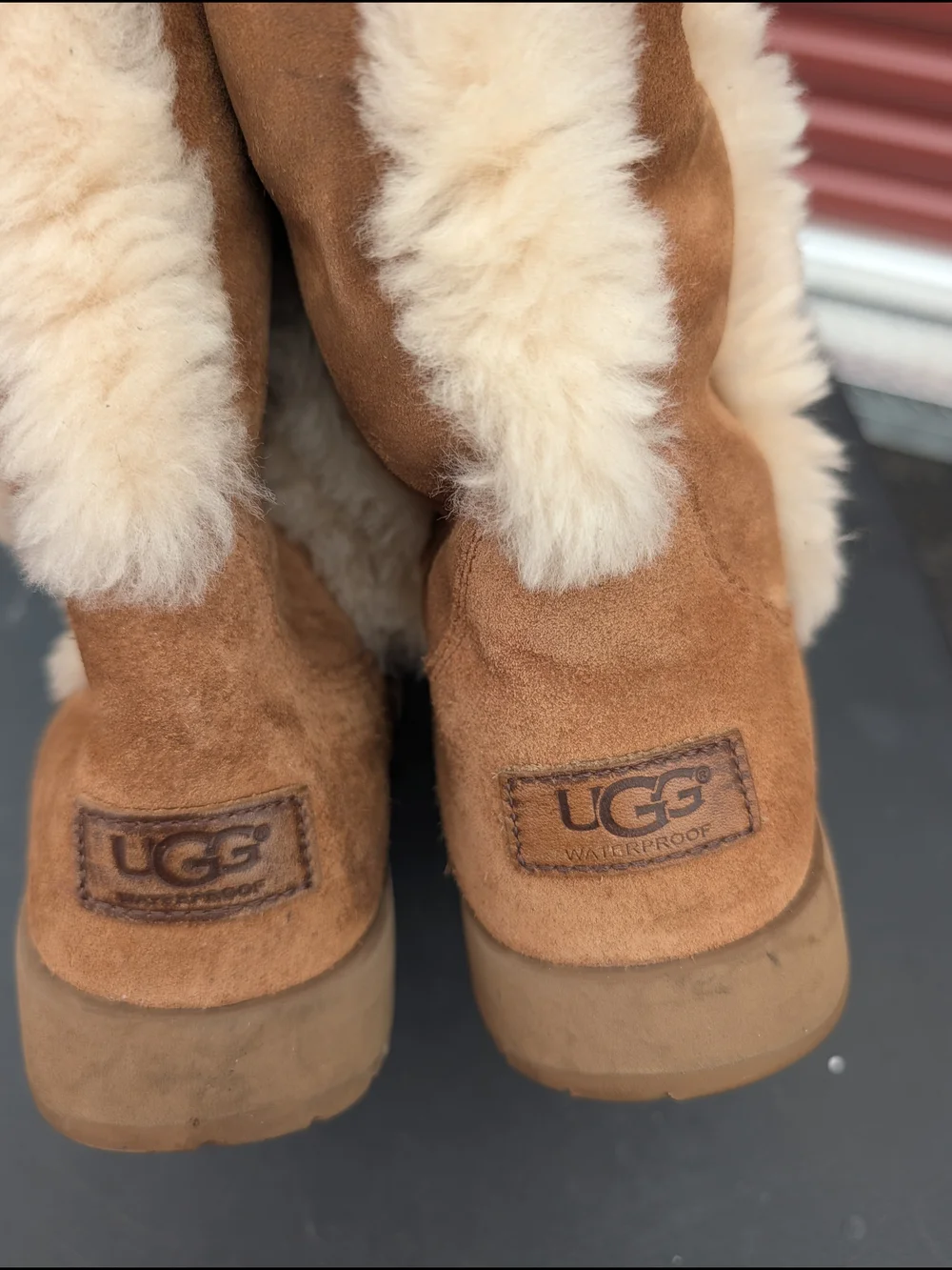 UGG Women’s Tall Suede Shearling Boots - Chestnut Brown